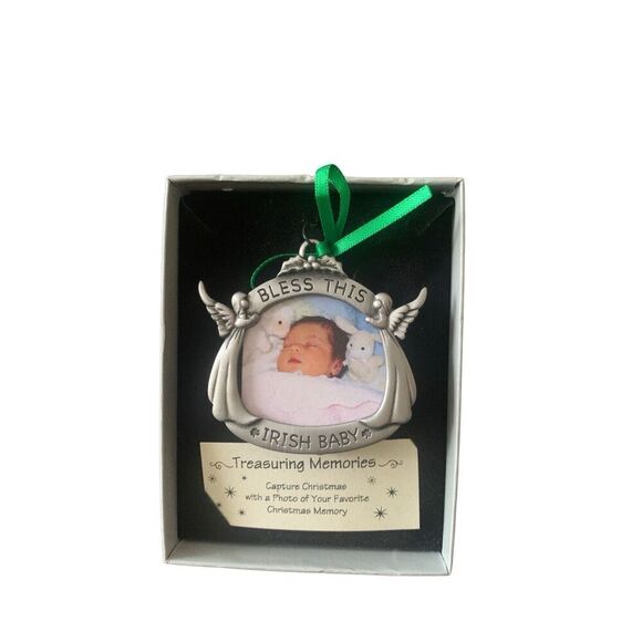 New Treasuring Memories Irish Baby Ornament With Gift Box Photo Frame Great Gift - Picture 3 of 8